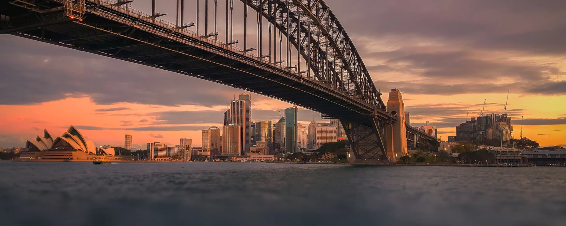 Sydney Harbour at dusk — the city where we run our Australian servers